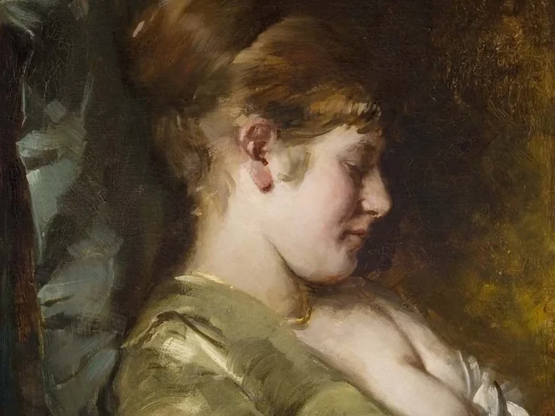 1846-Georg Papperitz - Ragazza addormentata con il seno scoperto